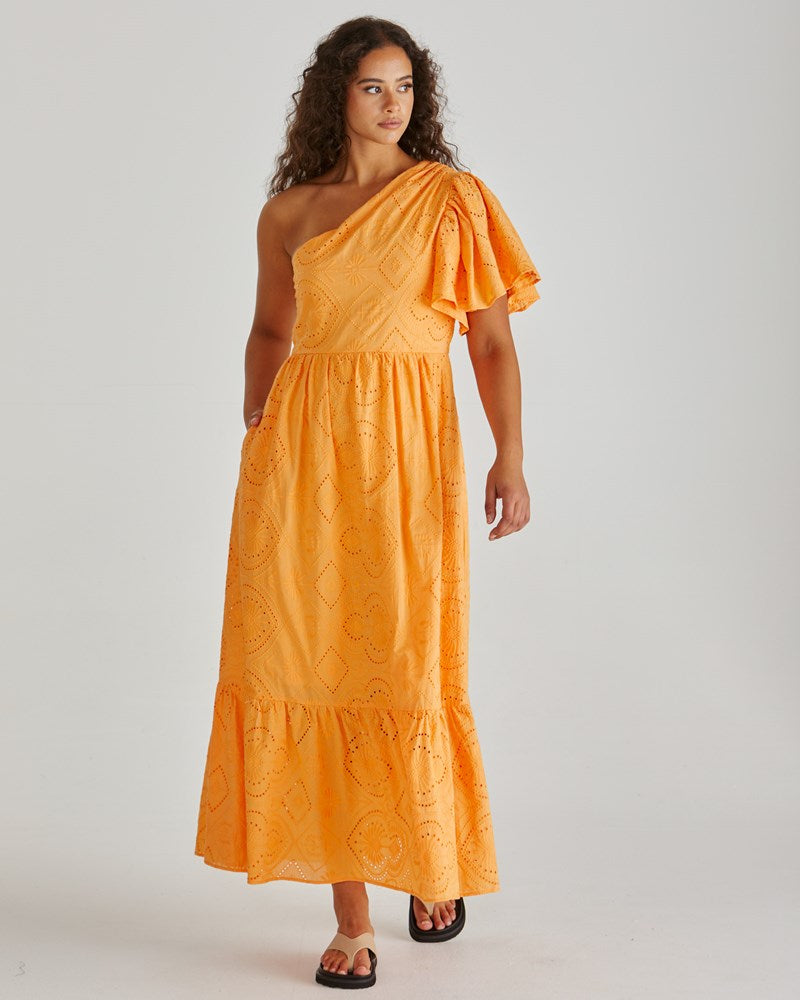 Riva One Shoulder Maxi Dress - Orange
