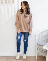 Star Sequin Sweat - Beige