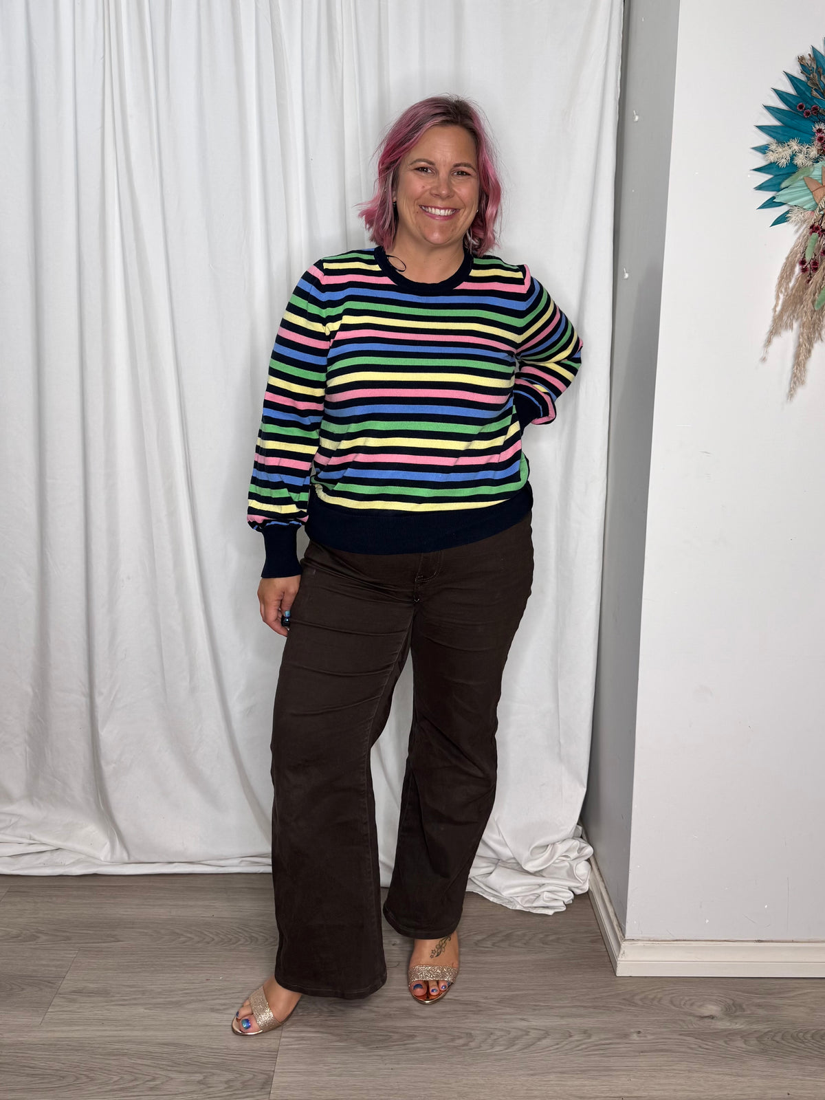 Cindi Wide Leg Jean - Brown