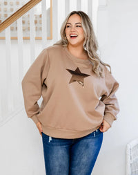 Star Sequin Sweat - Beige