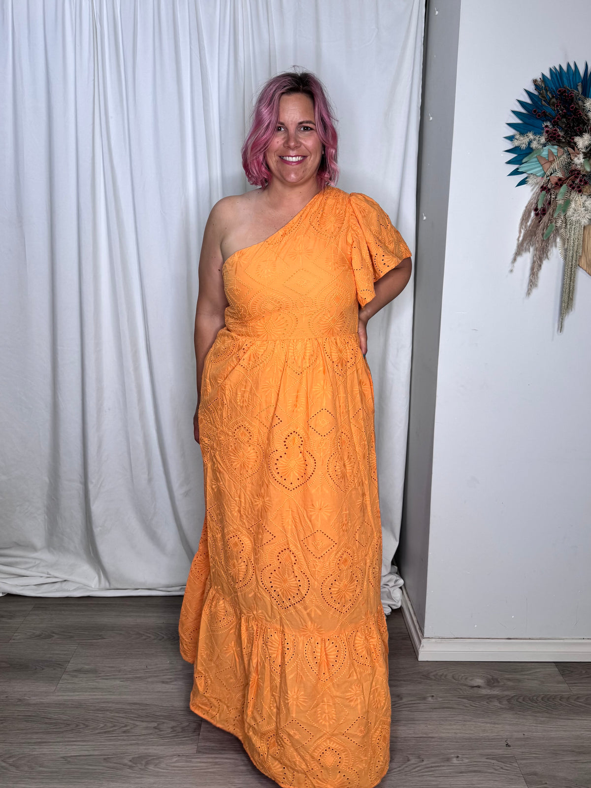 Riva One Shoulder Maxi Dress - Orange