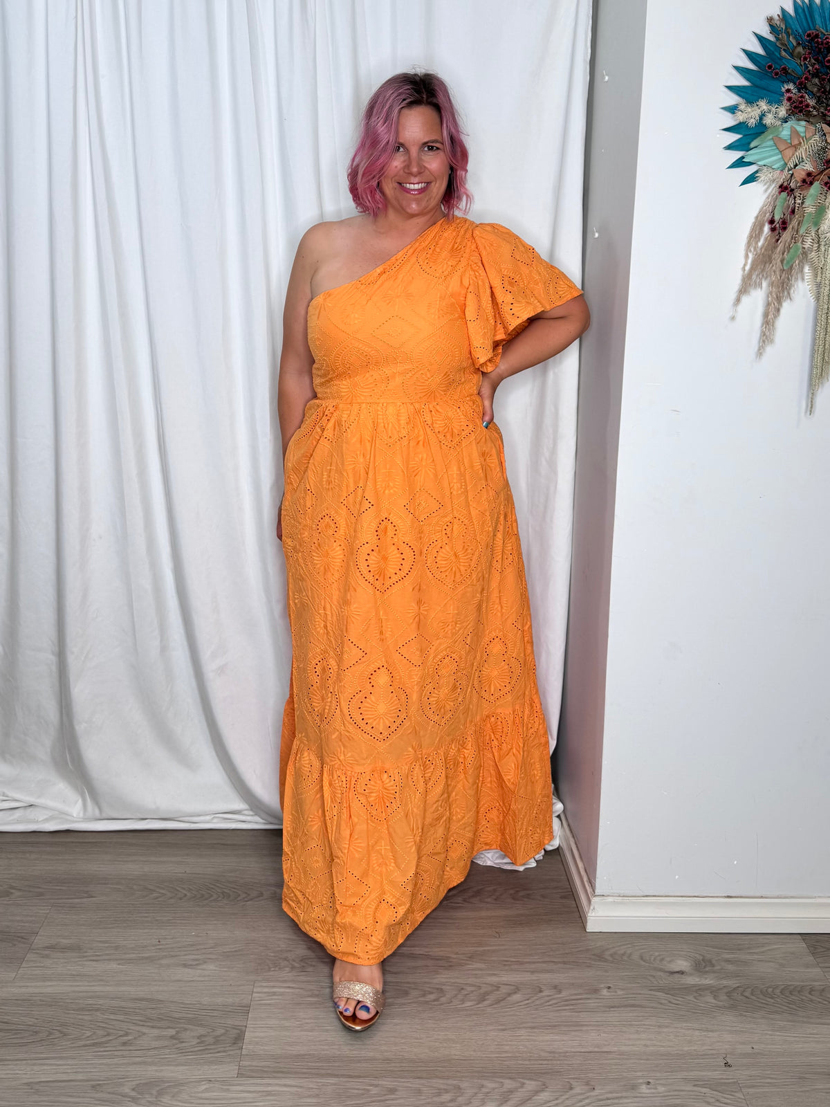 Riva One Shoulder Maxi Dress - Orange