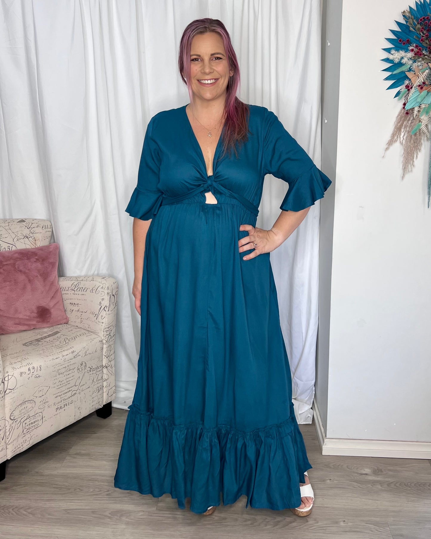 **NEW** Nicole Maxi Tie Dress: 
The Nicole Dress is the perfect dress for your next event. Choose this perfect allrounder for your next cocktail event or wedding reception. Tie the bow at the fron - Ciao Bella Dresses