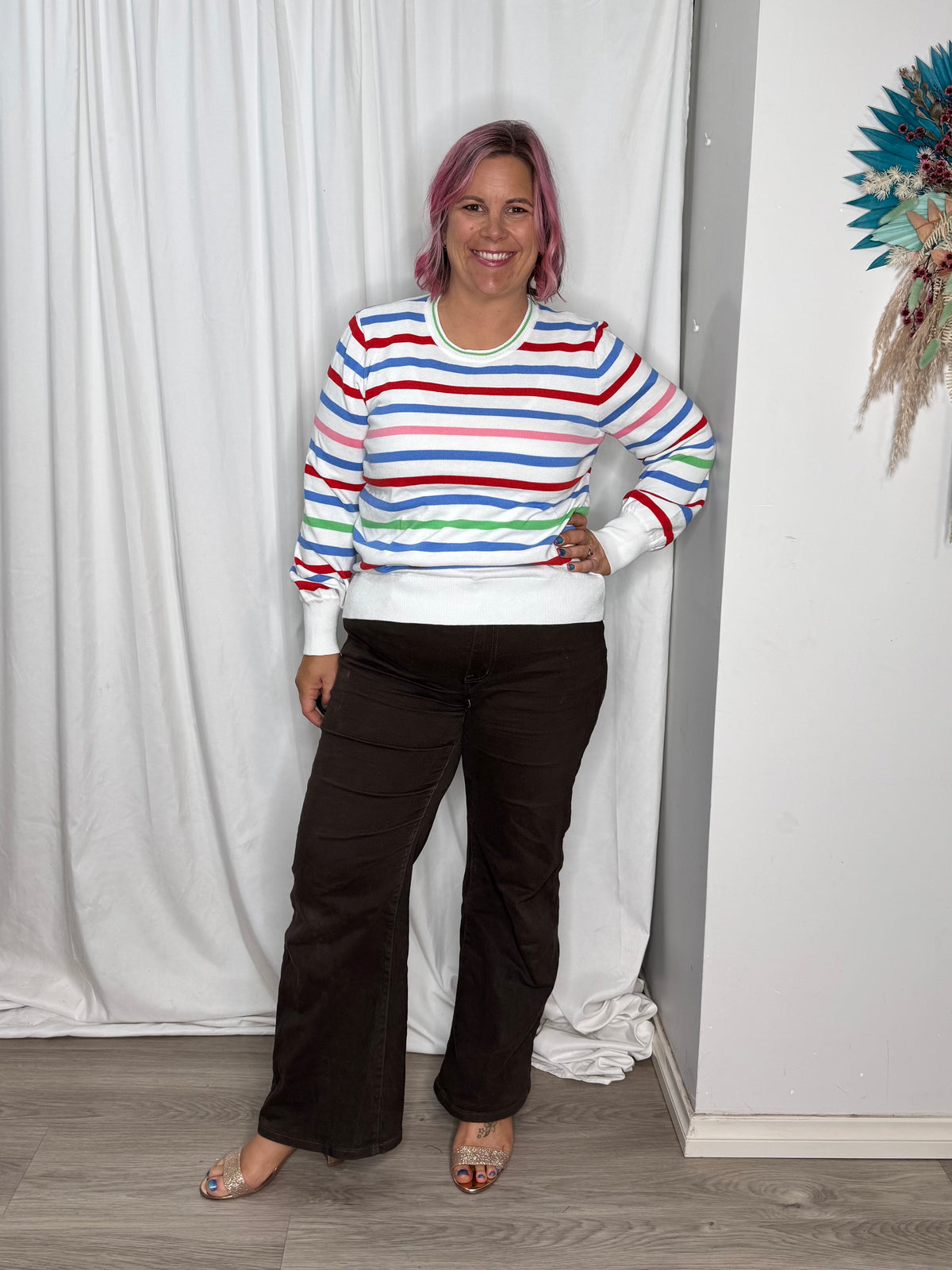 Cindi Wide Leg Jean - Brown