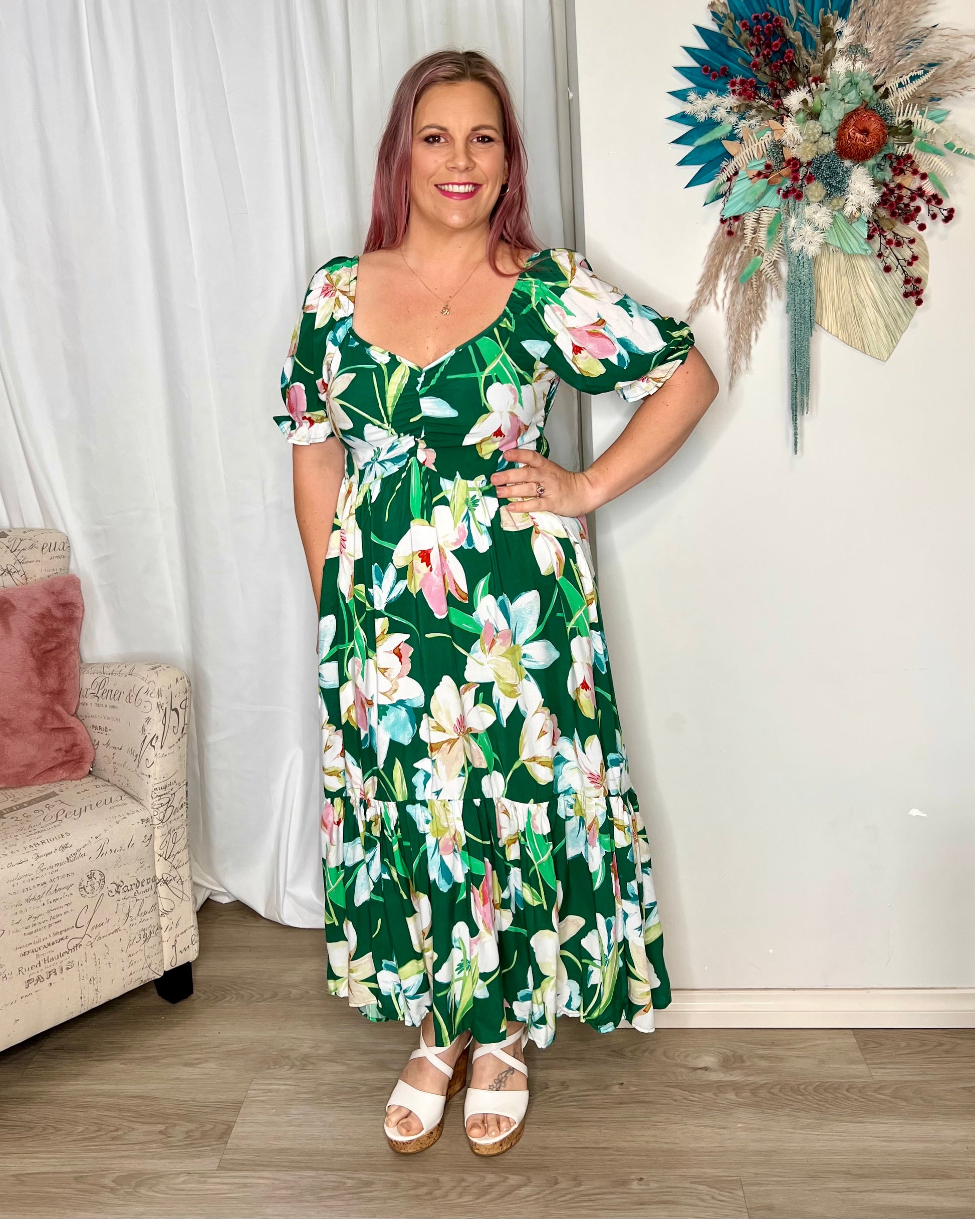 Miller Dress: The Miller Dress is the perfect dress for your next Spring gathering. It features a gorgeous shaped bust with a ruched middle, and super cute puff sleeves to match.  - Ciao Bella Dresses - Boho Australia