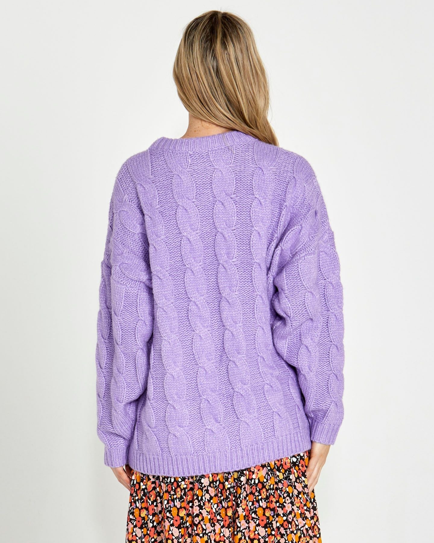 Felicity Cable Knit Jumper - Purple | Sass Clothing | This winter cable knit is brings a pop of colour to your winter wardrobe. It comes in pink or purple. Perfect for cold weather, this top features classic cable knit 