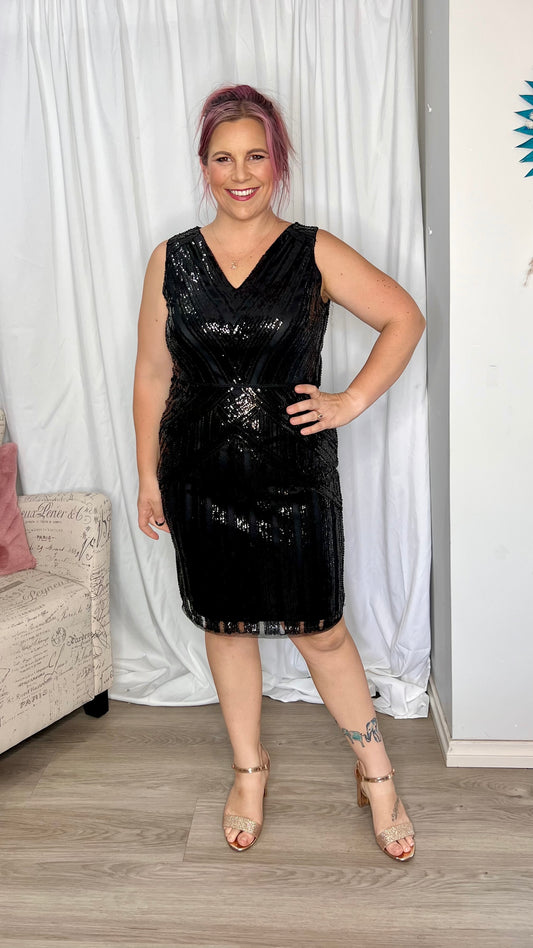 Black Sequin Party Dress