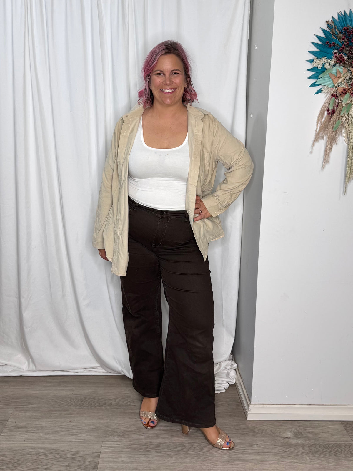 Sloane Cord Shacket - Sand