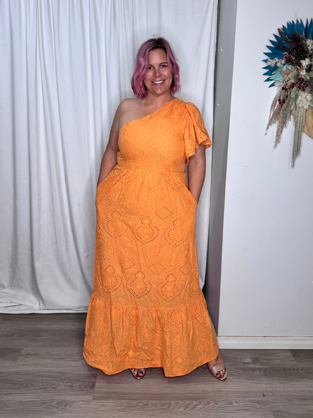 Riva One Shoulder Maxi Dress - Orange