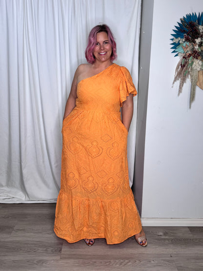 Riva One Shoulder Maxi Dress - Orange