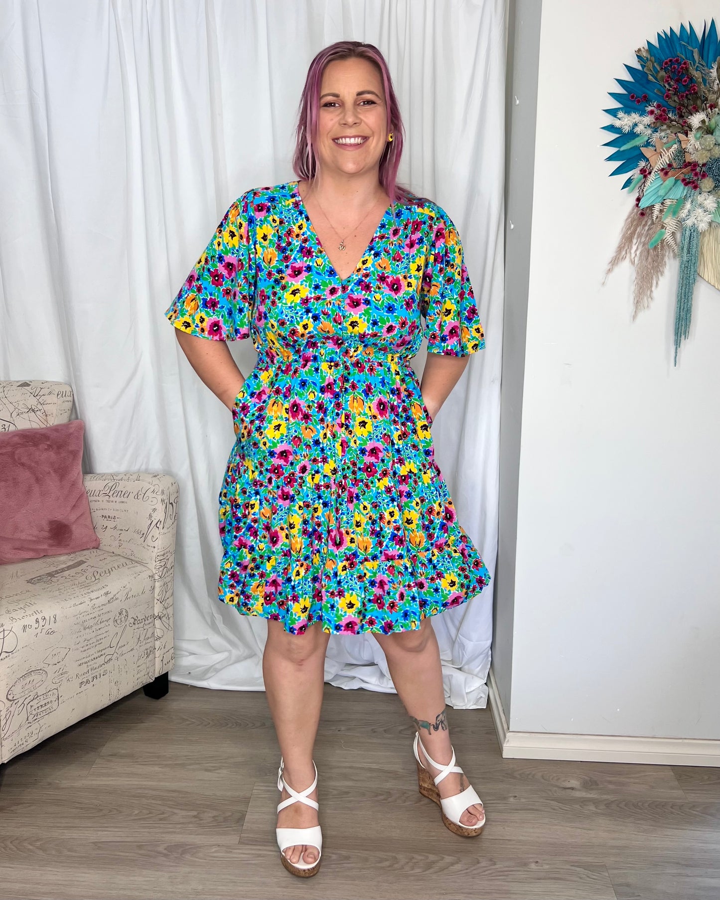 **NEW** Winnie Dress:  
The sweetest print on the sweetest style. The Winnie Dress is a gorgeous little number perfect for Spring and Summer with it’s fun print on a cute mini style
Featu - Ciao Bella Dresses