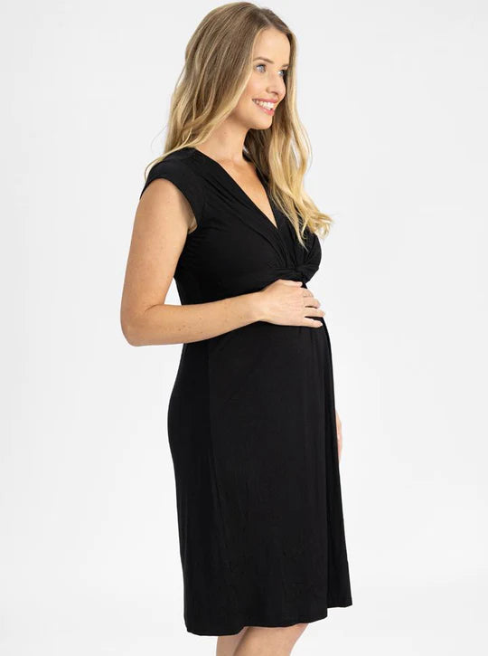 Irene Knot Midi Maternity Dress - Black - Ciao Bella Dresses