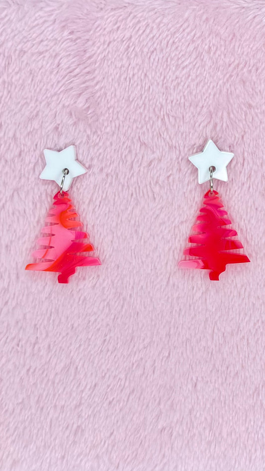 KT Christmas Tree Mini Earrings - KT485 - Strawberry Swirl