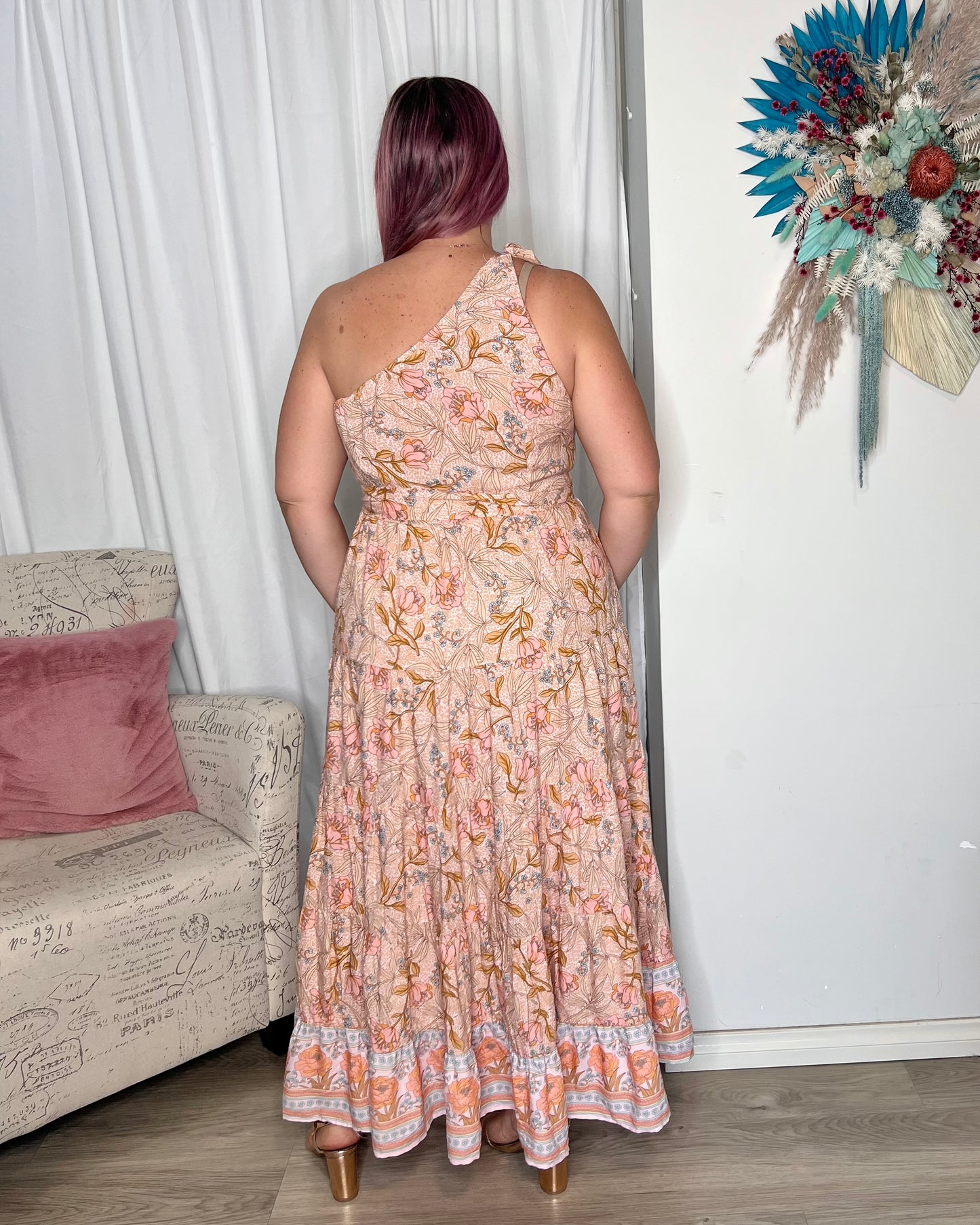 ***NEW*** Poppy One Shoulder Maxi Dress: Elevate your style with the Poppy One Shoulder Maxi Dress. This dress showcases a unique single shoulder design with an adjustable tie, giving you the freedom to cus - Ciao Bella Dresses 