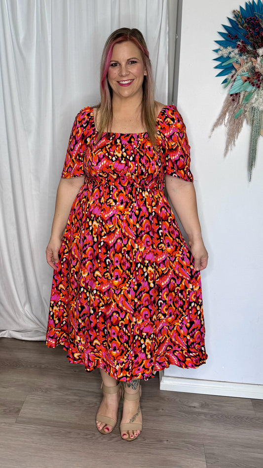 Shae Midi Dress - Santorini Sunset