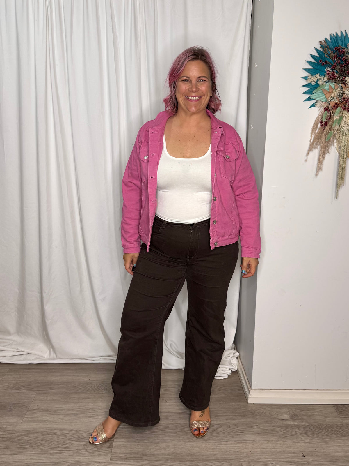 Cindi Wide Leg Jean - Brown
