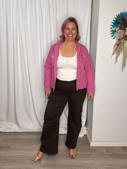 Cindi Wide Leg Jean - Brown