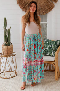 Elliana Skirt - Aqua & Pink