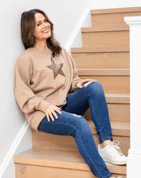 Star Sequin Sweat - Beige