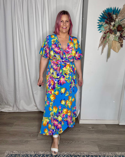 Havana Wrap Dress - Tropical Blue