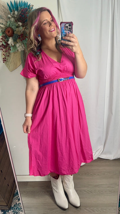 Carrie Dress - Berry Pink | Betty Basics | 
Meet Carrie, she's the prettiest dress to keep you comfy and cute, featuring a gorgeous stretchy smocked waist that flares out to a relax bodice
Features:

A-line f