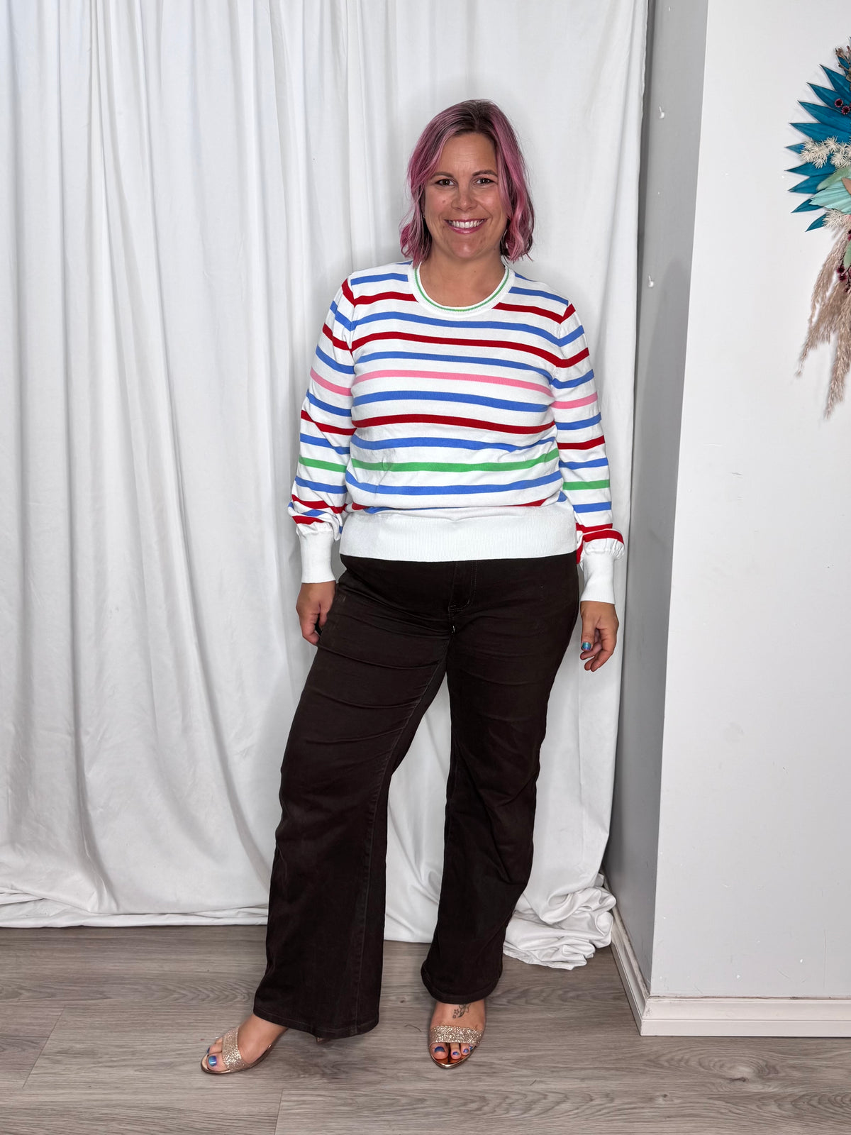 Cindi Wide Leg Jean - Brown