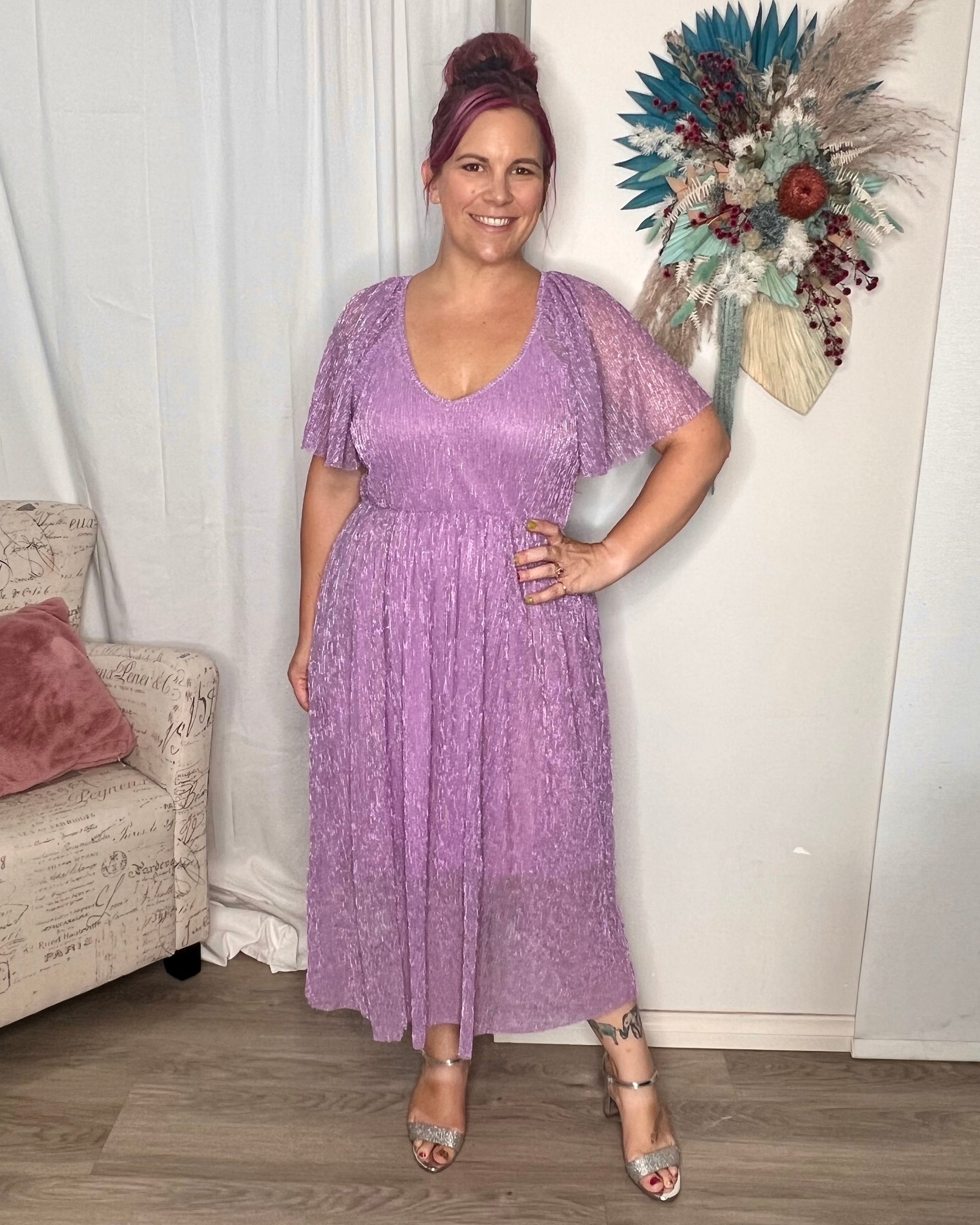 Nova Glitter Dress - Amethyst | Peach the Label | This limited edition Nova Dress is the perfect way to stand out at your next night out! Crafted from 100% Polyester and designed with a splash of sparkle, this dress