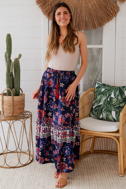 Diana Skirt - Navy Floral
