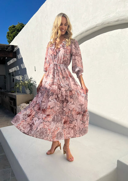 ***NEW*** Karolina Maxi Dress: Elegant and romantic, the Karolina Frill Maxi Dress is your go to for your next event. 
Features:

Frill collar detail
Long elasticated cuff sleeves
Drawstring waist - Ciao Bella Dresses 
