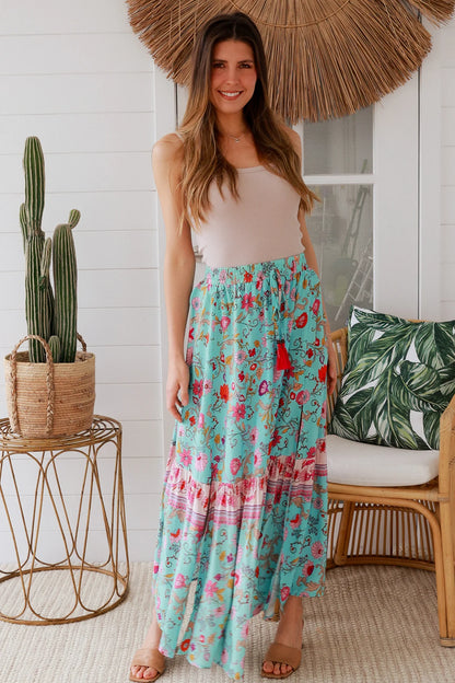 Elliana Skirt - Aqua & Pink