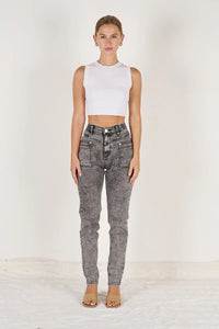 Bianca Slim Stretch Jeans - Grey Stone Wash