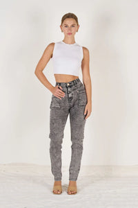 Bianca Slim Stretch Jeans - Grey Stone Wash
