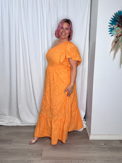 Riva One Shoulder Maxi Dress - Orange