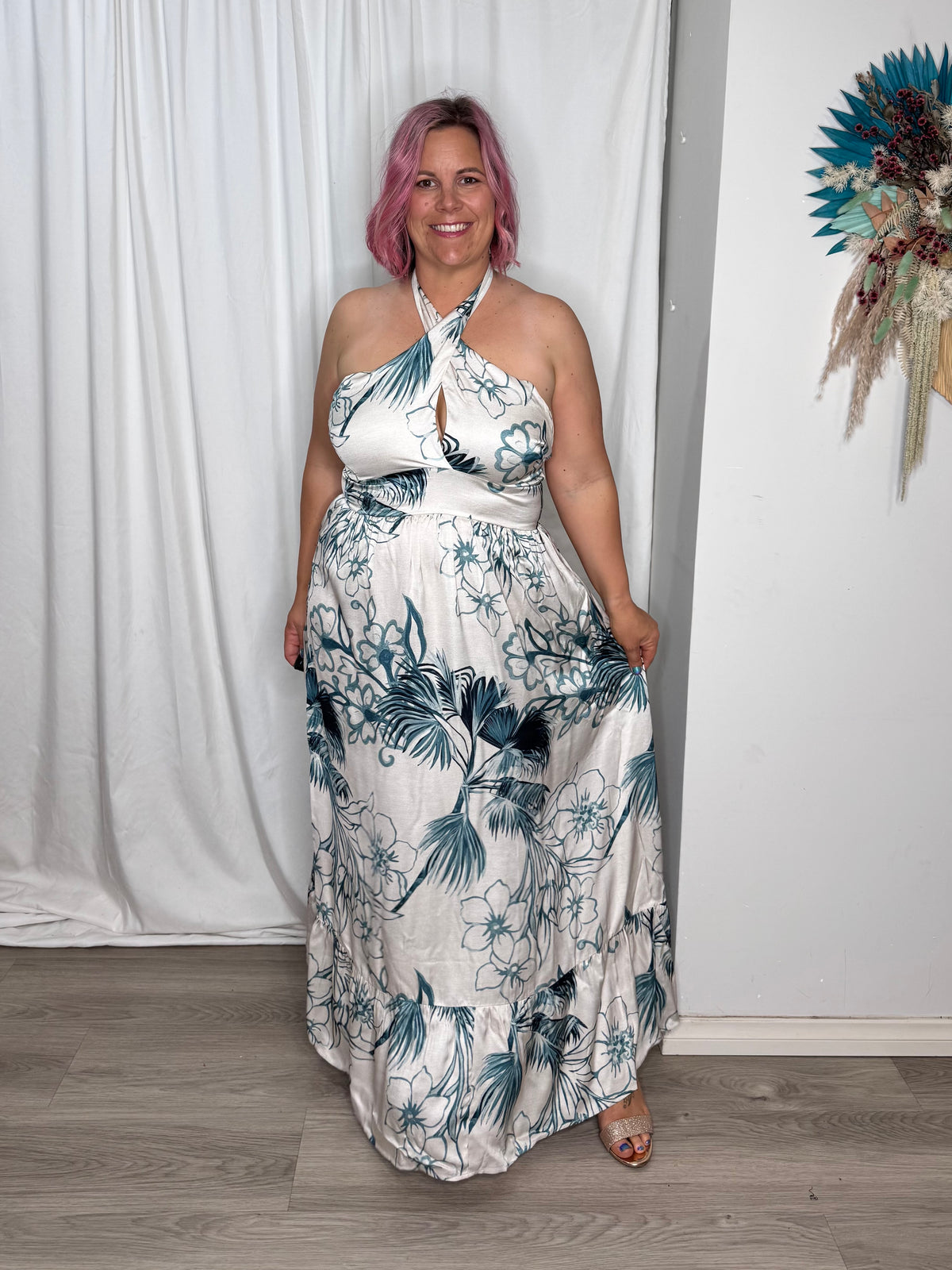 Solstice Palms Halter Dress - Palm Print