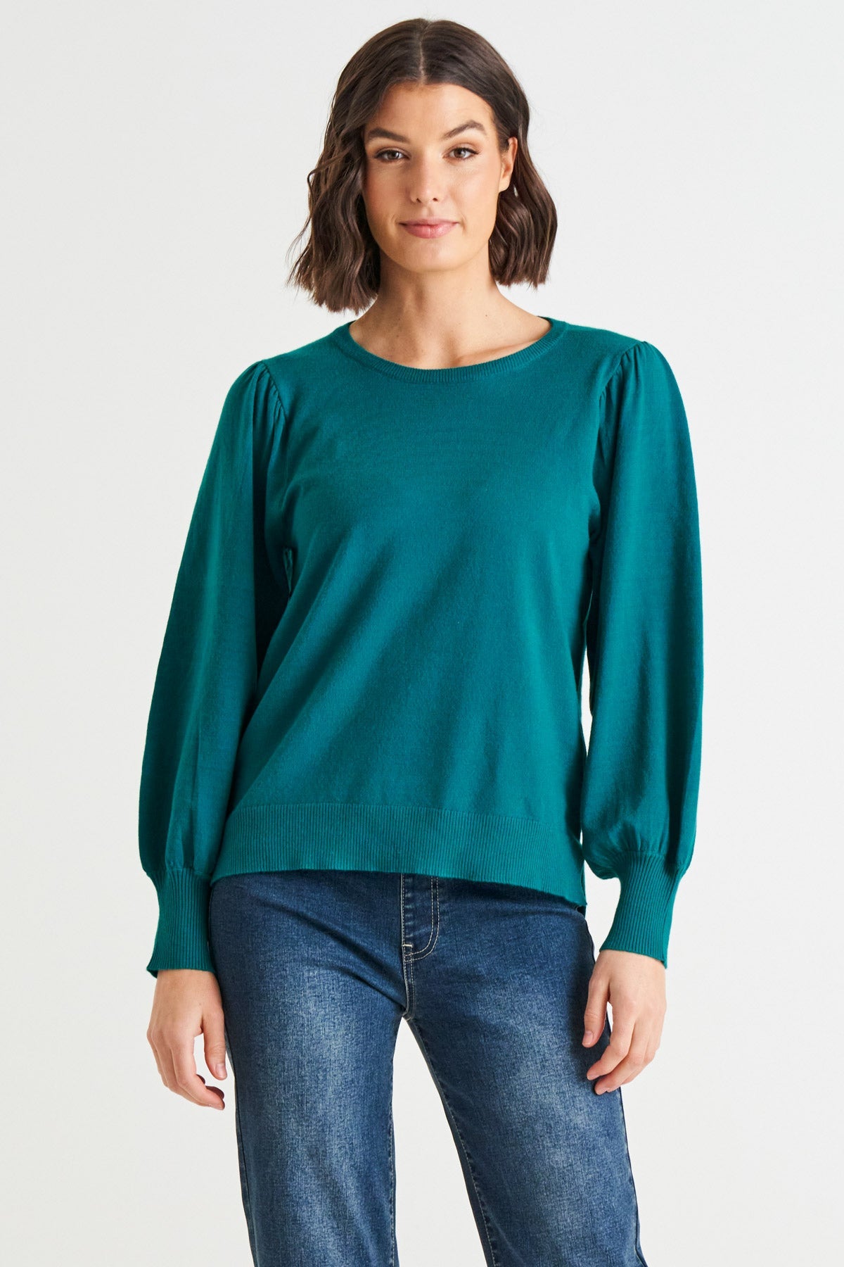 Charlotte Knit Jumper - Royal Blue | Betty Basics | This relaxed fit jumper features a crew neckline and unique balloon sleeves, perfect for adding some pizazz to your autumn wardrobe. Made from the softest material, 