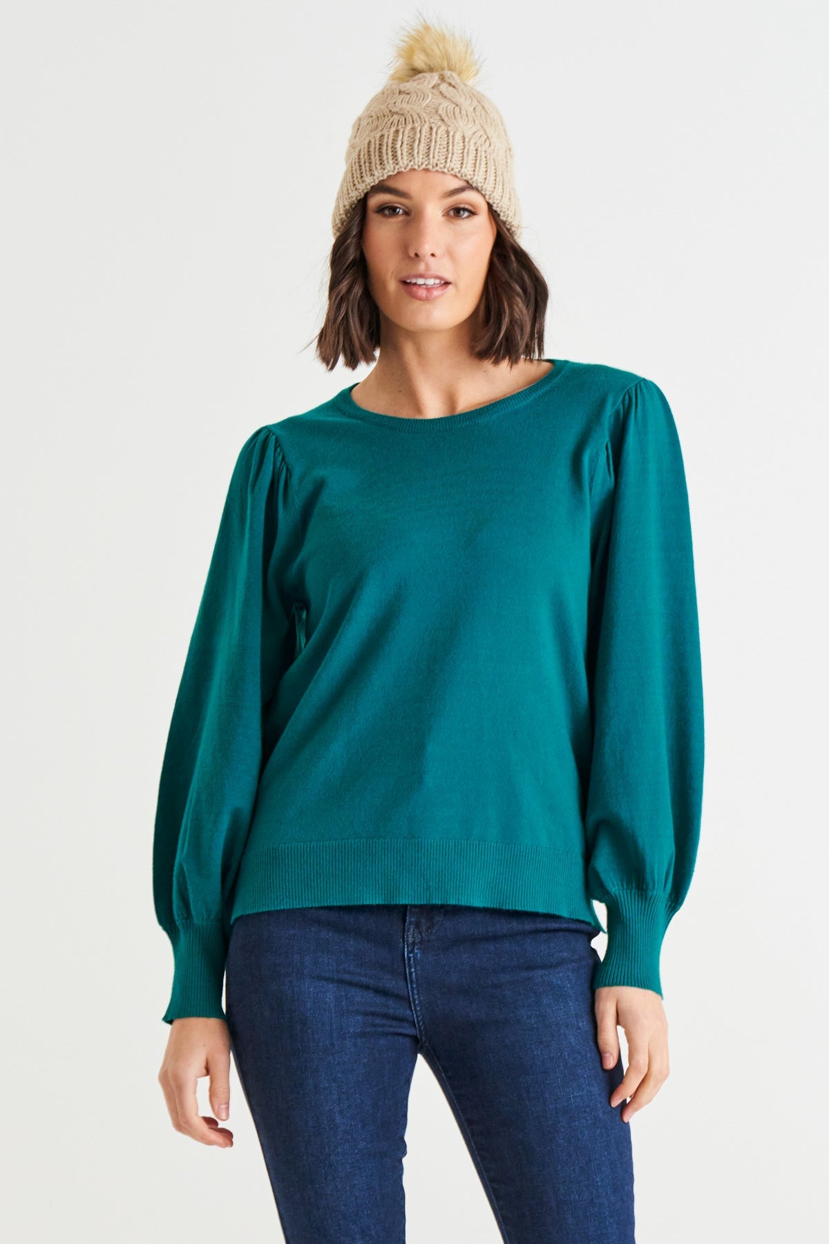 Charlotte Knit Jumper - Royal Blue | Betty Basics | This relaxed fit jumper features a crew neckline and unique balloon sleeves, perfect for adding some pizazz to your autumn wardrobe. Made from the softest material, 