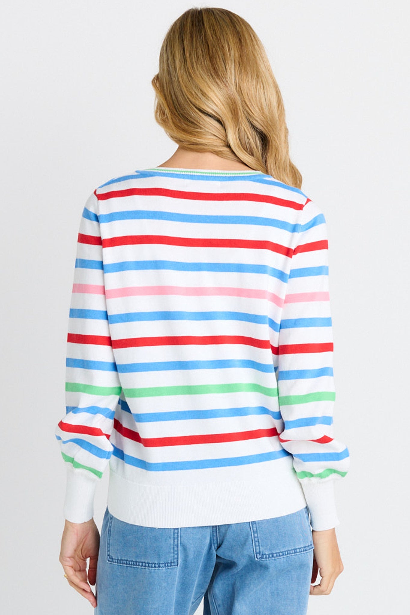 Indie Knit Sweater - Sorbet White Stripe