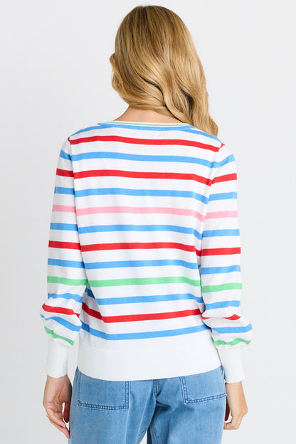 Indie Knit Sweater - Sorbet White Stripe