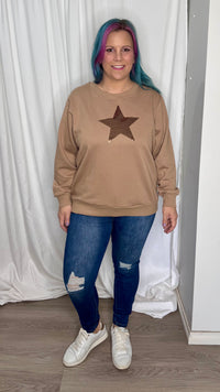 Star Sequin Sweat - Beige
