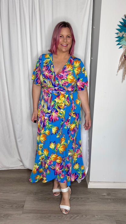 Havana Wrap Dress - Tropical Blue