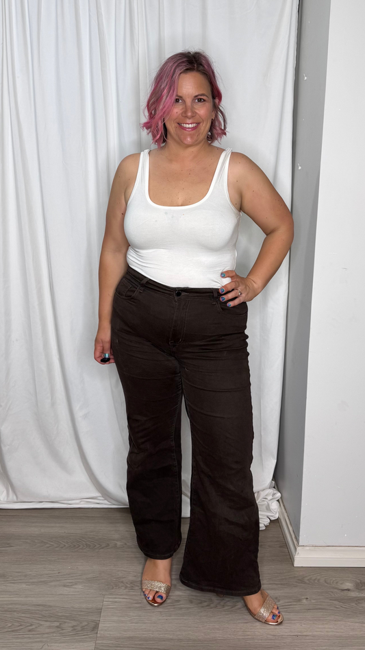 Cindi Wide Leg Jean - Brown