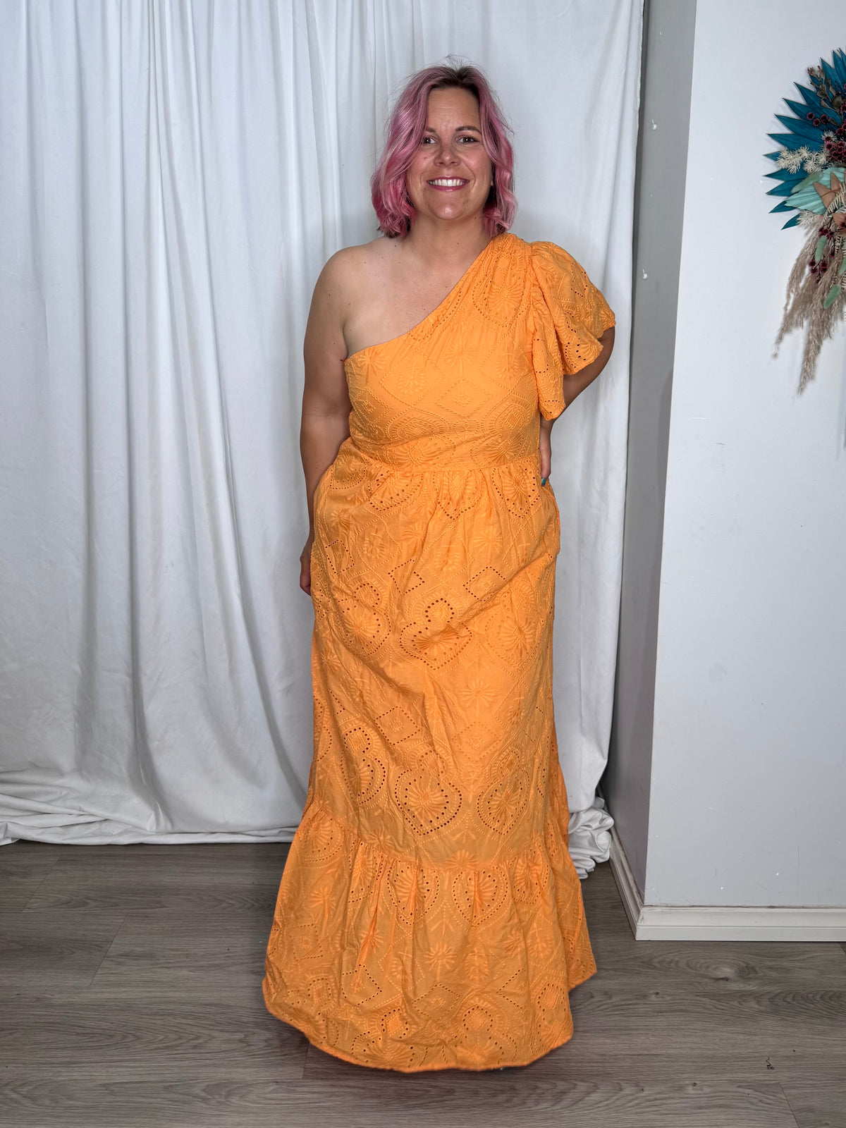 Riva One Shoulder Maxi Dress - Orange