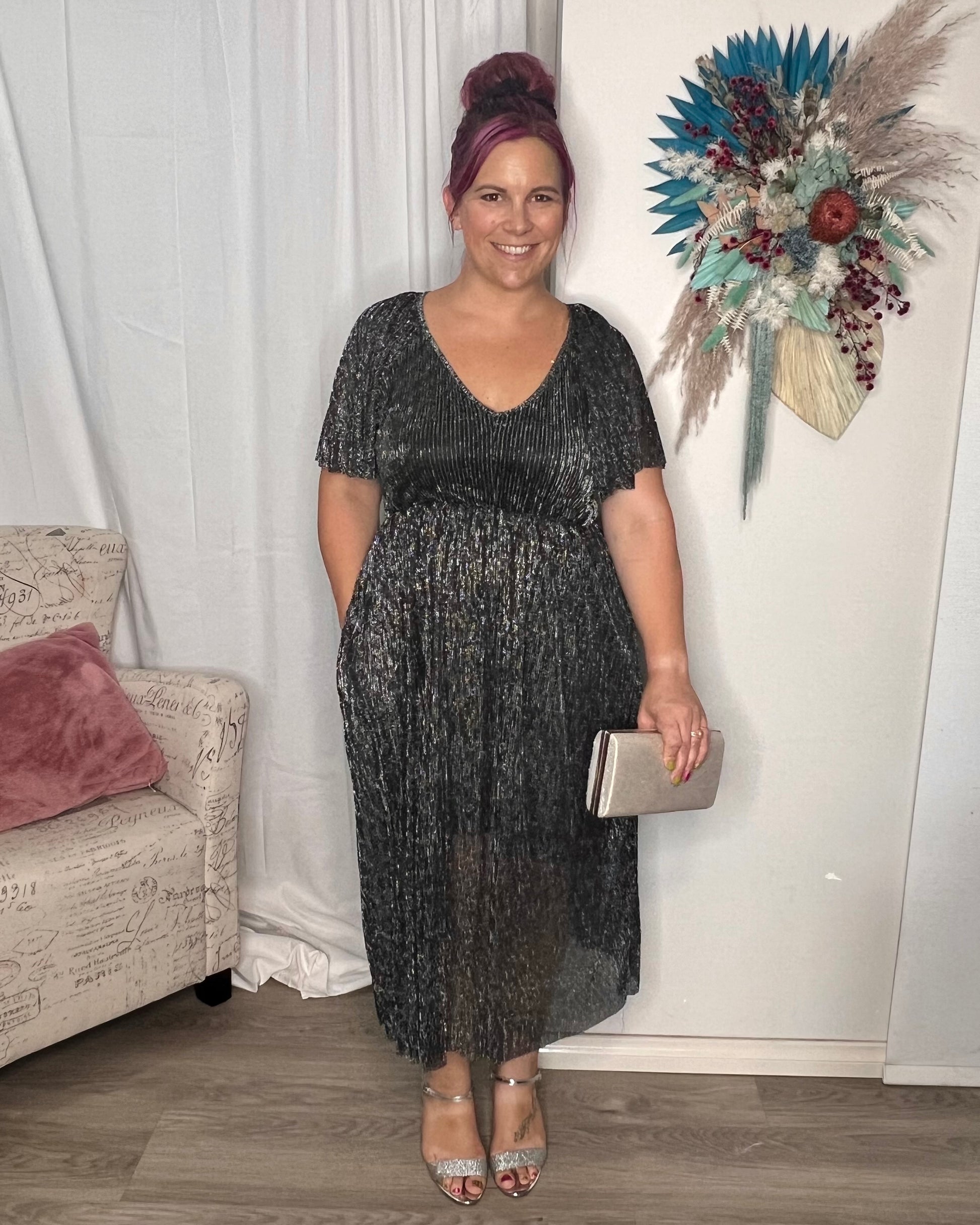 Nova Glitter Dress: This limited edition Nova Dress is the perfect way to stand out at your next night out! Crafted from 100% Polyester and designed with a splash of sparkle, this dress - Ciao Bella Dresses - Peach the Label