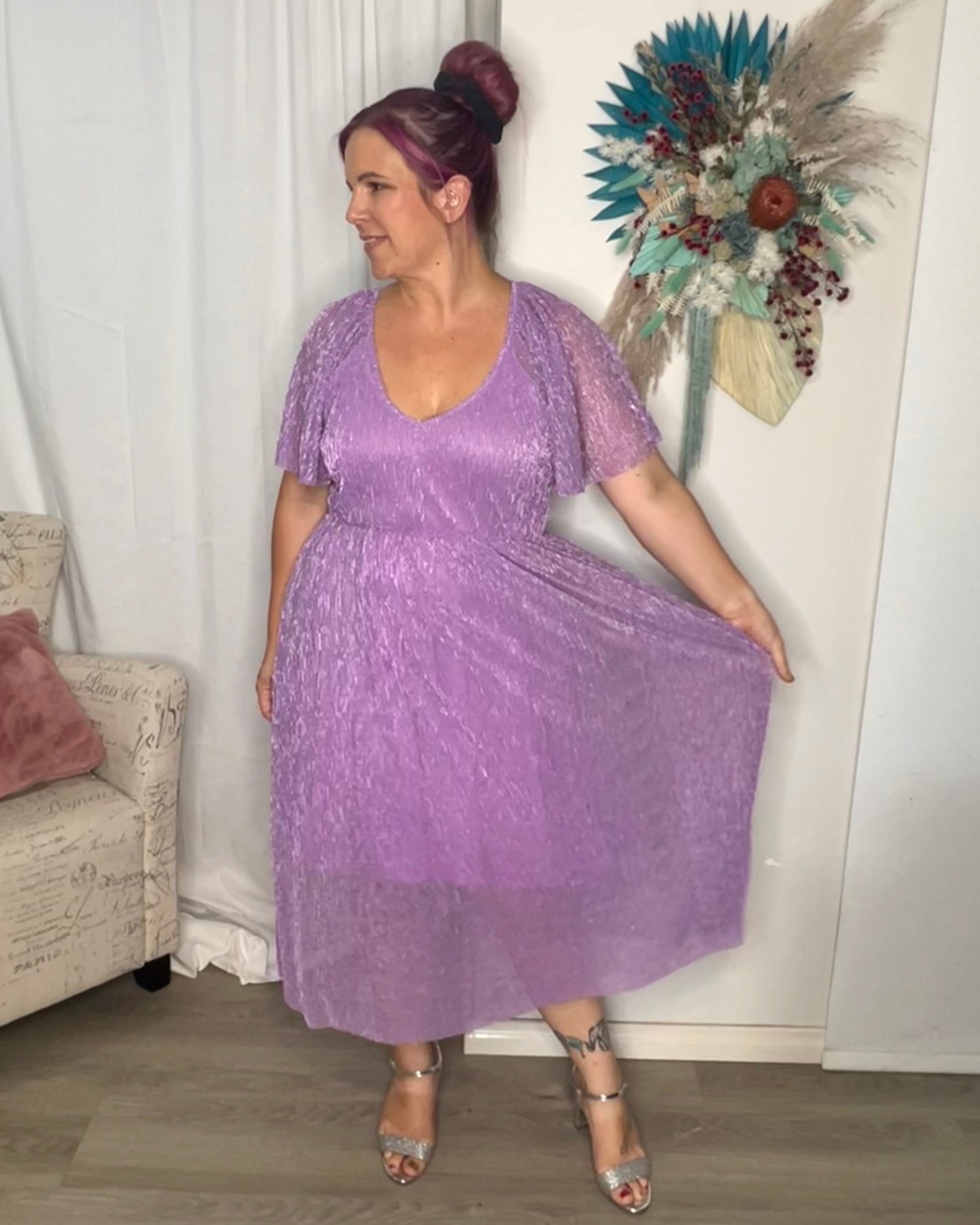 Nova Glitter Dress - Amethyst | Peach the Label | This limited edition Nova Dress is the perfect way to stand out at your next night out! Crafted from 100% Polyester and designed with a splash of sparkle, this dress