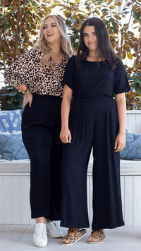 *NEW* Bonnie Pants | Bee Maddison | The Bee Maddison Bonnie Pants in black are a beautifully cut wide leg pant, elevated by the viscose fabrication. Every detail has been considered including the flatt