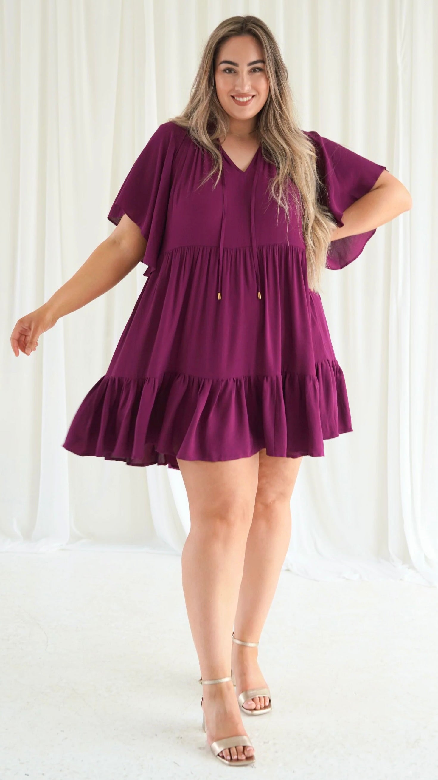 Jamie Dress: 
The Jamie Dress is comfy, easy to style and supwr light for warmer weather. A knee-length frock that drapes divinely, you can slip into the Jamie dress and strut wi - Ciao Bella Dresses - Dani Marie the Label
