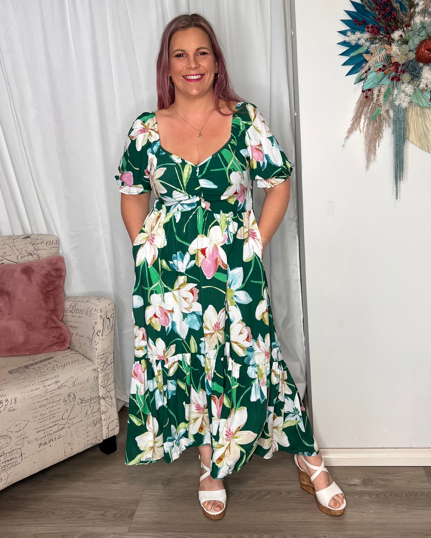 Miller Dress: The Miller Dress is the perfect dress for your next Spring gathering. It features a gorgeous shaped bust with a ruched middle, and super cute puff sleeves to match.  - Ciao Bella Dresses - Boho Australia