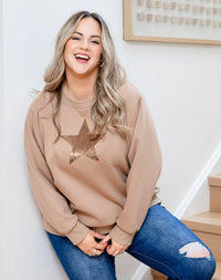 Star Sequin Sweat - Beige