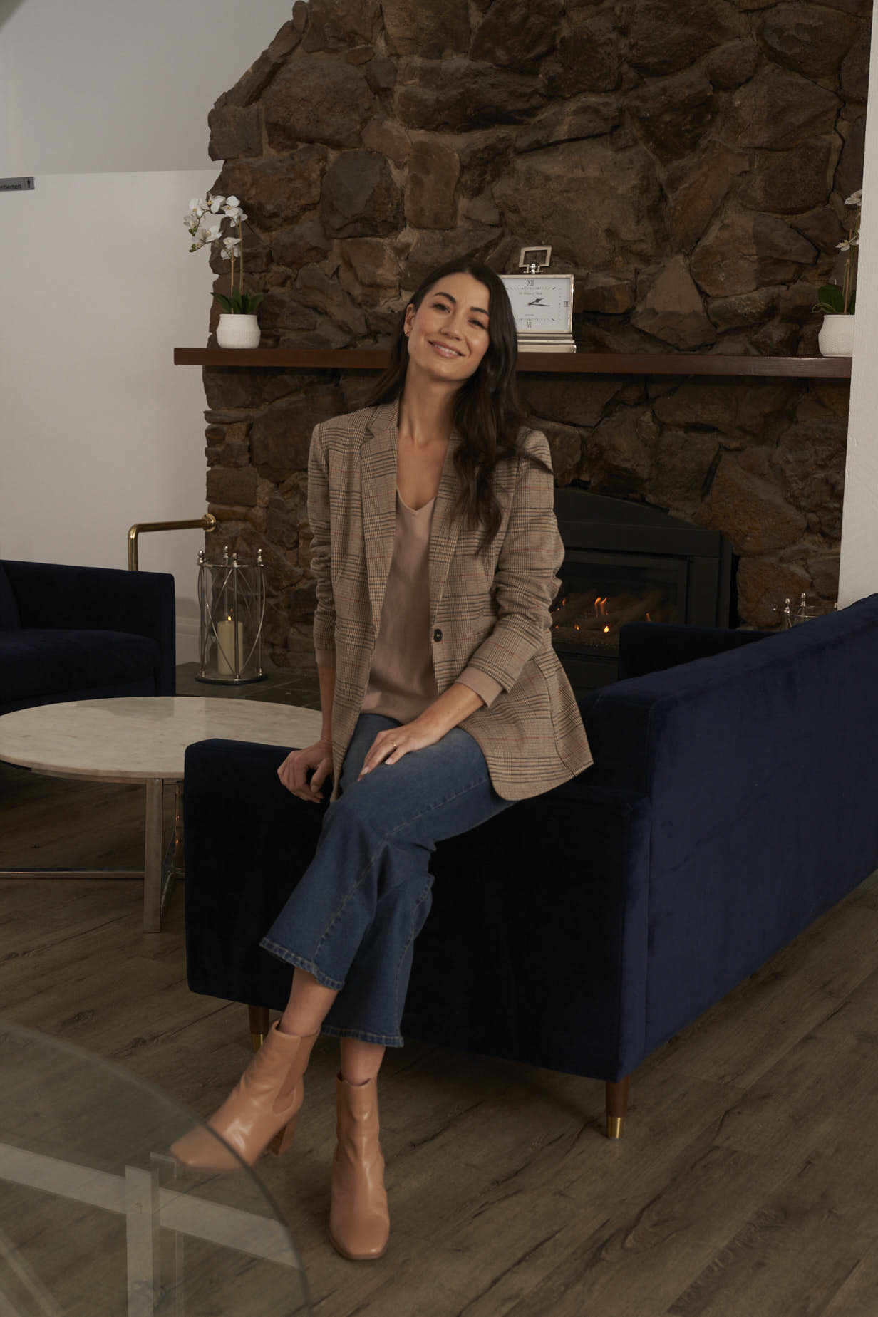 *NEW* Portsea Stretch Blazer - Mocha Plaid | Betty Basics | It doesn't get more classic than this versatile layering piece. We call it the Goldilocks of blazers: not too big, not too small and structured enough to wear over a