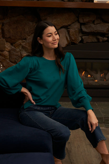 Charlotte Knit Jumper - Royal Blue | Betty Basics | This relaxed fit jumper features a crew neckline and unique balloon sleeves, perfect for adding some pizazz to your autumn wardrobe. Made from the softest material, 